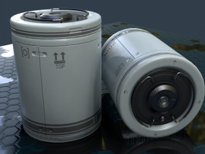 sci-fi barrel white game-ready pbr 3D Model