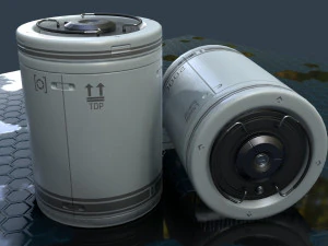 sci-fi barrel white game-ready pbr 3D Model