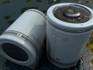 sci-fi barrel white game-ready pbr 3D Model