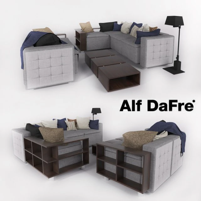comfortable sofa in a modern style alf dafre 3D Model .c4d .max .obj .3ds .fbx .stl .blend 