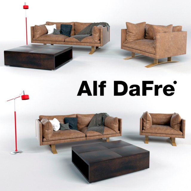 elegant leather sofa armchair alf dafre Modelo 3D .c4d .max .obj .3ds .fbx .stl .blend 