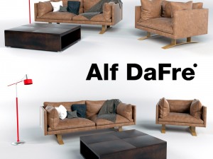 elegant leather sofa armchair alf dafre 3D Model