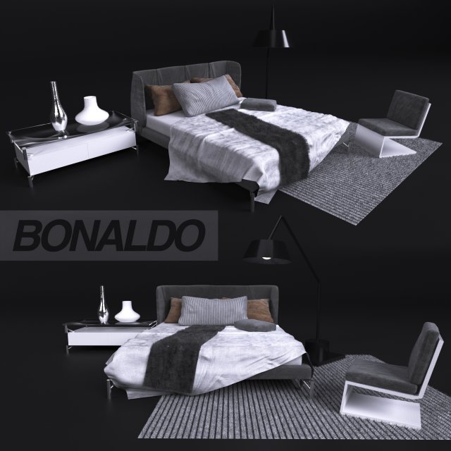 bed in modern style bonaldo Modelo 3D .c4d .max .obj .3ds .fbx .stl .blend 