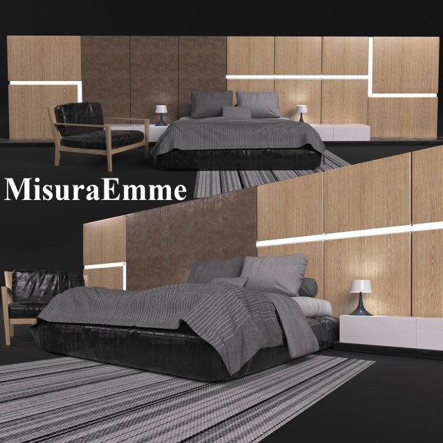 comfortable bed in a modern style misuraemme 3D-Modell .c4d .max .obj .3ds .fbx .stl .blend 