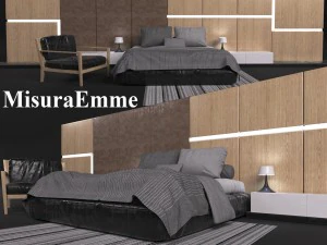 comfortable bed in a modern style misuraemme 3D Model