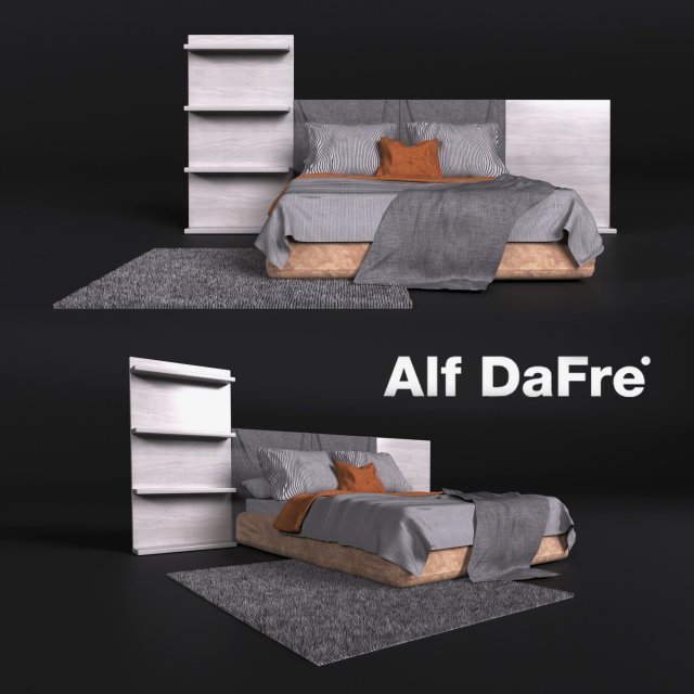 elegant bed in a modern style 3D Model .c4d .max .obj .3ds .fbx .stl .blend 
