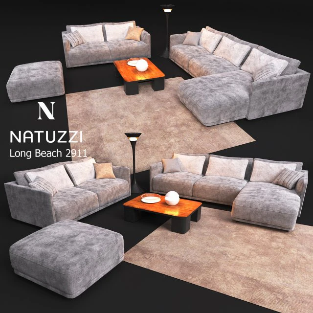 sofa natuzzi long beach 2911 3D Model .c4d .max .obj .3ds .fbx .stl .blend 