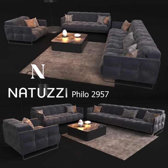 sofa in modern style natuzzi philo 2957 3D Model .c4d .max .obj .3ds .fbx .stl .blend 