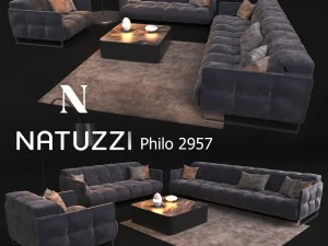 canap&eacute; de style moderne natuzzi philo 2957 Modèle 3D