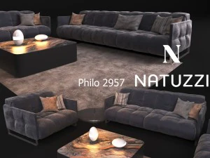 sofa in modern style natuzzi philo 2957 3D Model