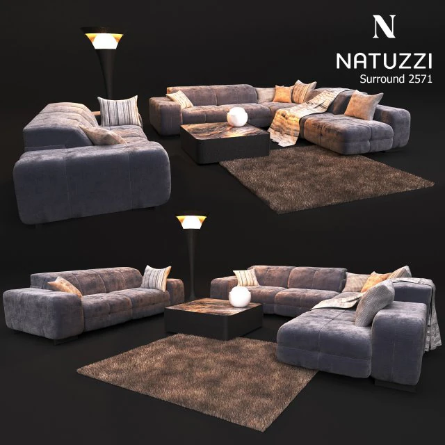 sofa natuzzi surround 2571 3D Model .c4d .max .obj .3ds .fbx .stl .blend 