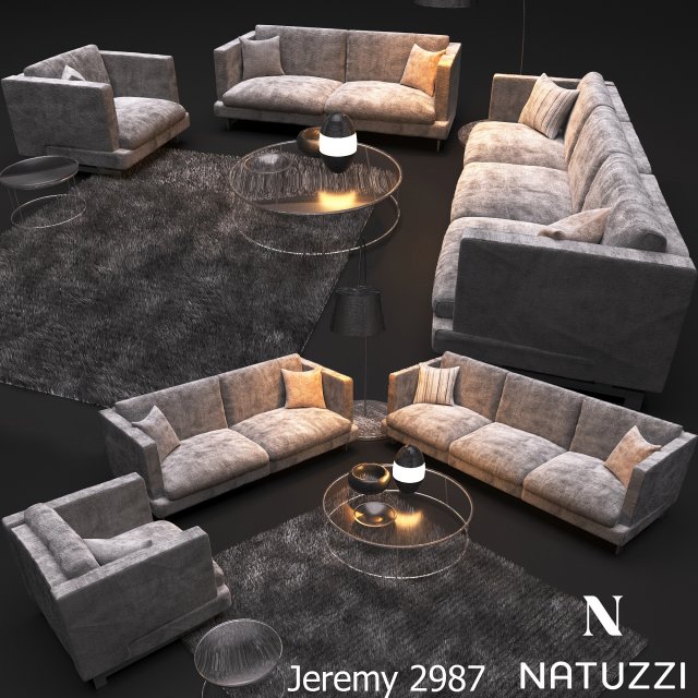 sofa natuzzi jeremy 2987 Model 3D .c4d .max .obj .3ds .fbx .stl .blend 