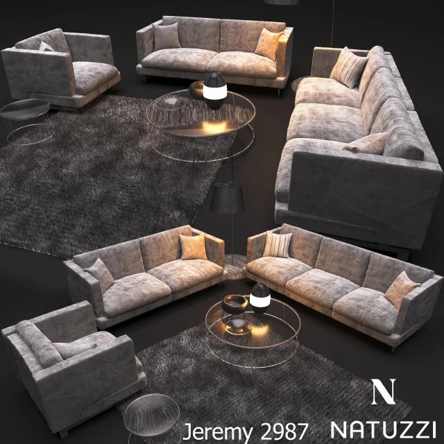 sof&aacute; natuzzi jeremy 2987 Modelo 3D .c4d .max .obj .3ds .fbx .stl .blend 