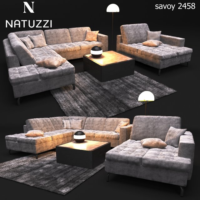sofa natuzzi sawoy 2458 3D 모델 .c4d .max .obj .3ds .fbx .stl .blend 