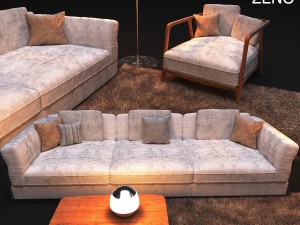 elegant sofa in modern style zeno Model 3D