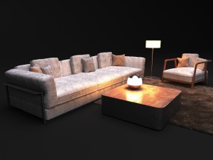 elegant sofa in modern style zeno Model 3D