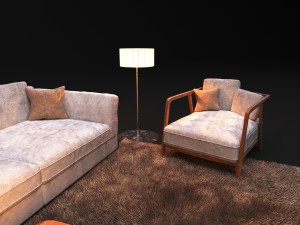 elegant sofa in modern style zeno Model 3D