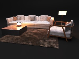 elegant sofa in modern style zeno Model 3D