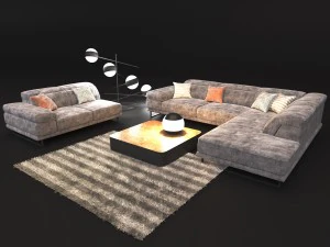 sof&aacute; em estilo moderno natuzzi preludio 2782 Modelo 3D