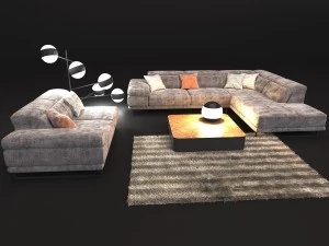 sof&aacute; em estilo moderno natuzzi preludio 2782 Modelo 3D