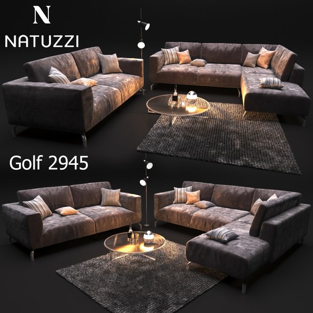 sofa natuzzi golf 2945 Model 3D .c4d .max .obj .3ds .fbx .stl .blend 
