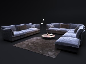 sofa in modern style natuzzi cambre 2638 Model 3D