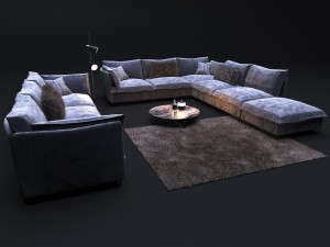 sofa in modern style natuzzi cambre 2638 Model 3D