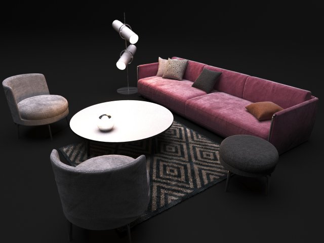 sits sofa contemporary realistic niels gammelgaard modular sofa opera armchair divano angol 3D Модель .c4d .max .obj .3ds .fbx .stl .blend 