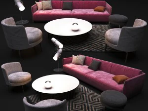 sits sofa contemporary realistic niels gammelgaard modular sofa opera armchair divano angol 3D Model
