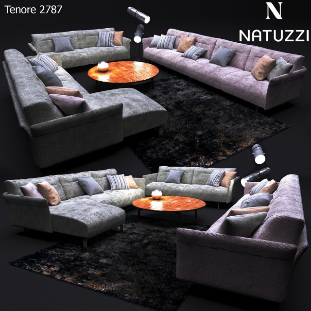 sofa in modern style natuzzi tenore 2787 Model 3D .c4d .max .obj .3ds .fbx .stl .blend 
