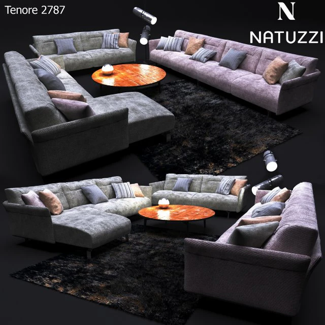 sofa in modern style natuzzi tenore 2787 3D Model .c4d .max .obj .3ds .fbx .stl .blend 