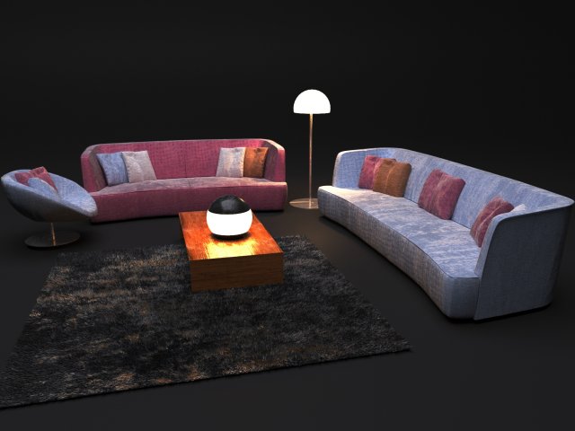 sofa in modern style flexform francis Model 3D .c4d .max .obj .3ds .fbx .stl .blend 