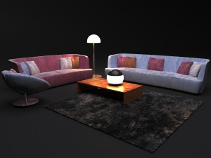 sofa in modern style flexform francis Model 3D