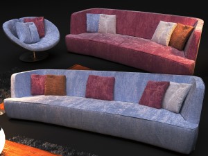 sofa in modern style flexform francis Model 3D