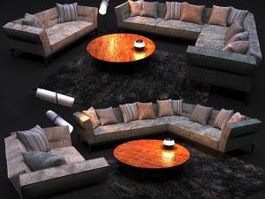 sofa in modern style flexform adda 3D Model