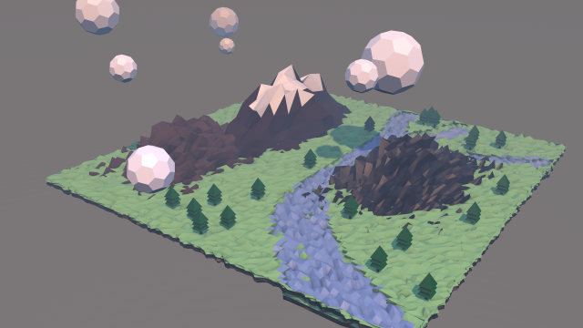 polygonal landscape 3D Модель .c4d .max .obj .3ds .fbx .stl .blend 