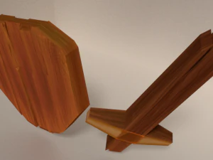 bouclier-&eacute;p&eacute;e-bois Modèle 3D