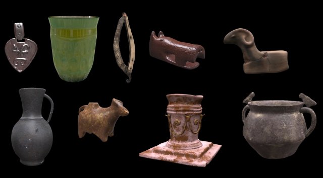 greek artefacts texture and model lowpoly 3D Модель .c4d .max .obj .3ds .fbx .stl .blend 