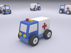 4 wooden vehicles 3D Model