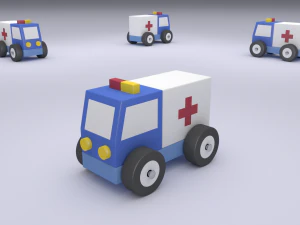 4 wooden vehicles 3D Model