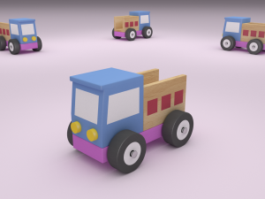 4 wooden vehicles 3D Model
