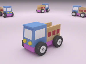 4 wooden vehicles 3D Model