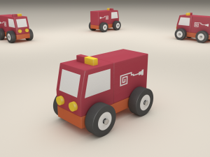 4 wooden vehicles 3D Model