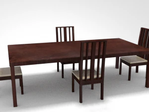 кухонний обідній стіл повний комплект 3D Модель