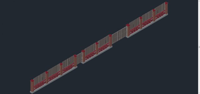 fence combo brick metal Modelo 3D .c4d .max .obj .3ds .fbx .stl .blend 