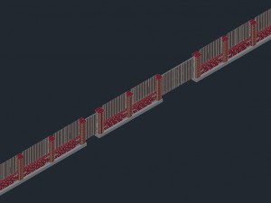 fence combo brick metal Modèle 3D