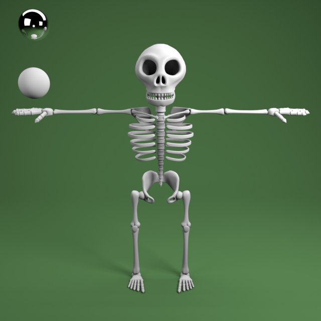 cartoon skeleton Model 3D .c4d .max .obj .3ds .fbx .stl .blend 