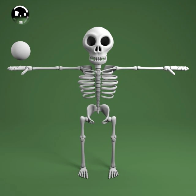 cartoon skeleton 3D Model .c4d .max .obj .3ds .fbx .stl .blend 