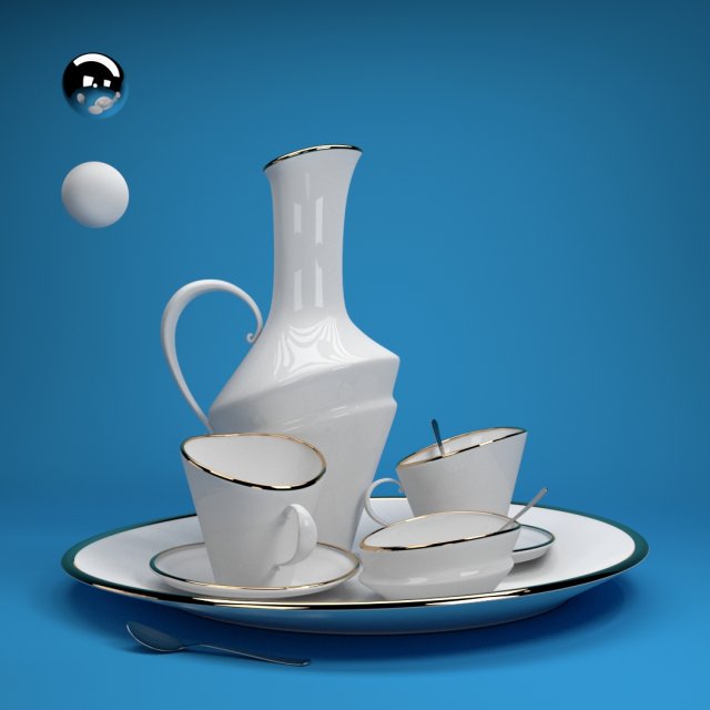 tea set 3D Модель .c4d .max .obj .3ds .fbx .stl .blend 