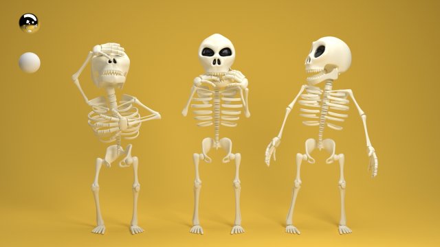 cartoon skeleton 3Dモデル .c4d .max .obj .3ds .fbx .stl .blend 